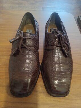 Stacey Adams Leather Real Snake Skin shoes with tassels on the shoe laces 9.5 M